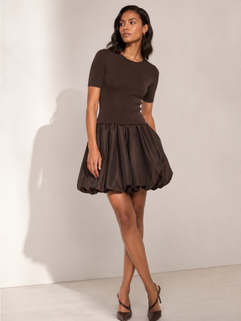 Antonio Melani Nikki Knit Chocolate Brown Mini Dress Sz S